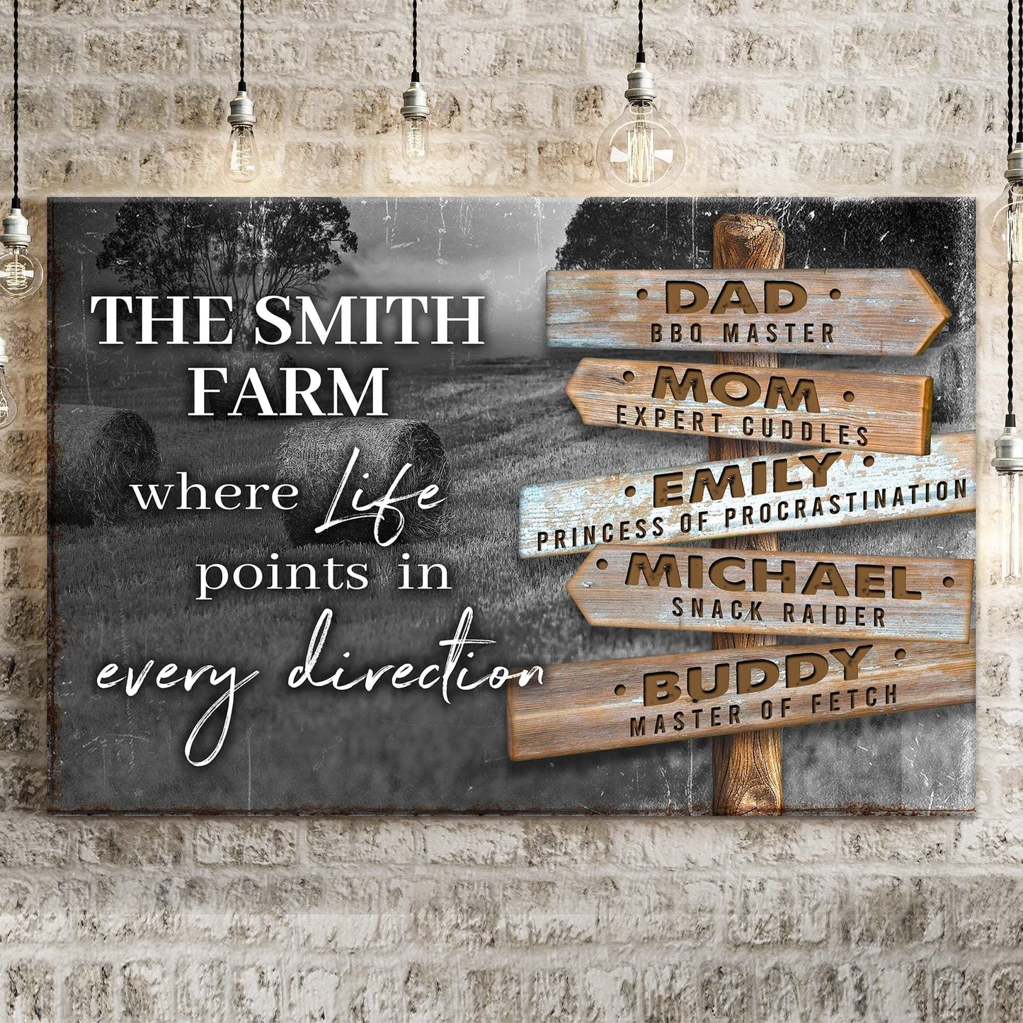 Where Life Points In Every Direction Family Farm Names Sign - Tailored Canvases - Flyclothing LLC