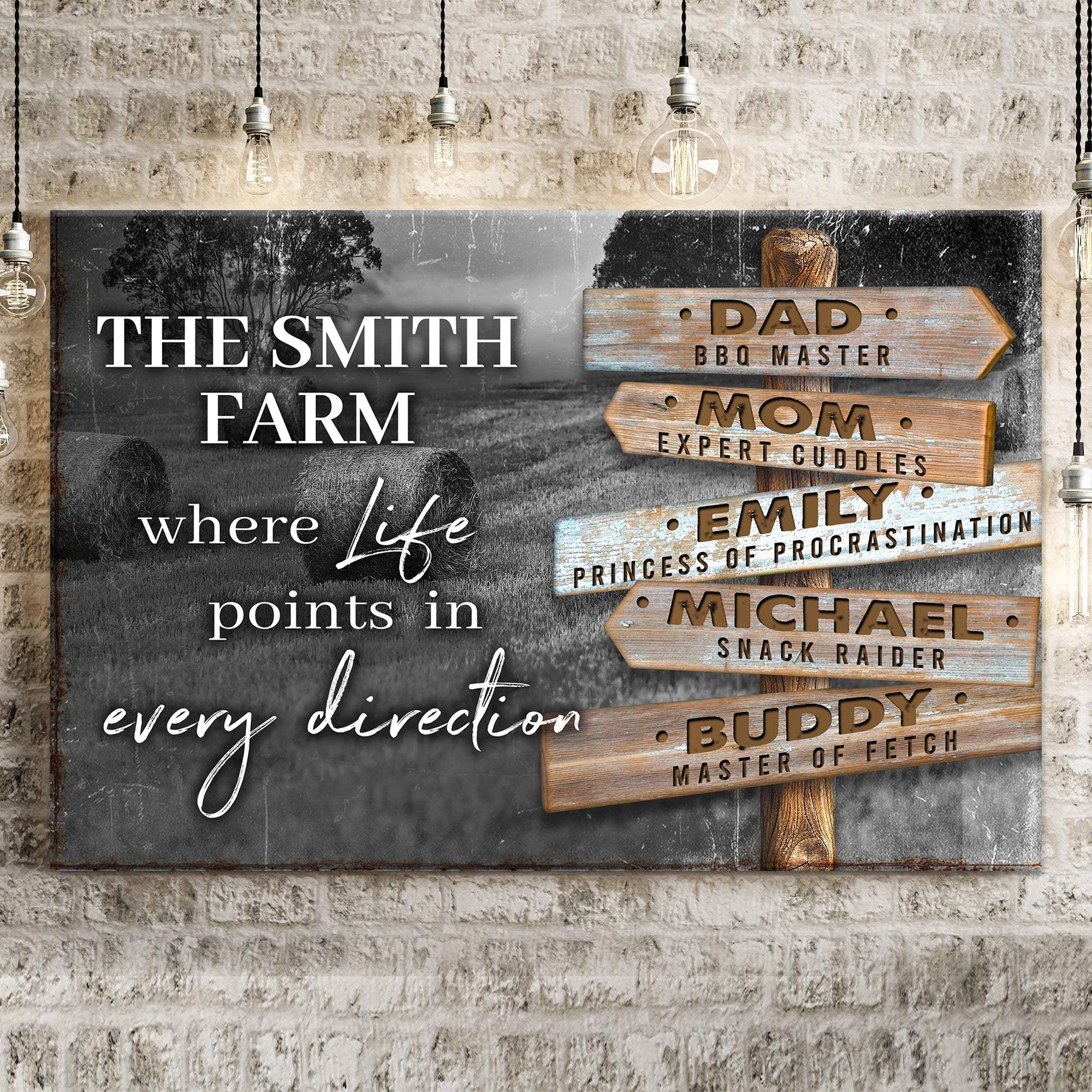 Where Life Points In Every Direction Family Farm Names Sign - Tailored Canvases - Flyclothing LLC