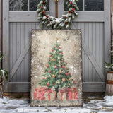 Vintage Christmas Tree With Gifts Wall Art III - Tailored Canvases - Flyclothing LLC