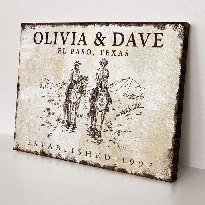 Cowboy Couple Sign - Tailored Canvases - Flyclothing LLC