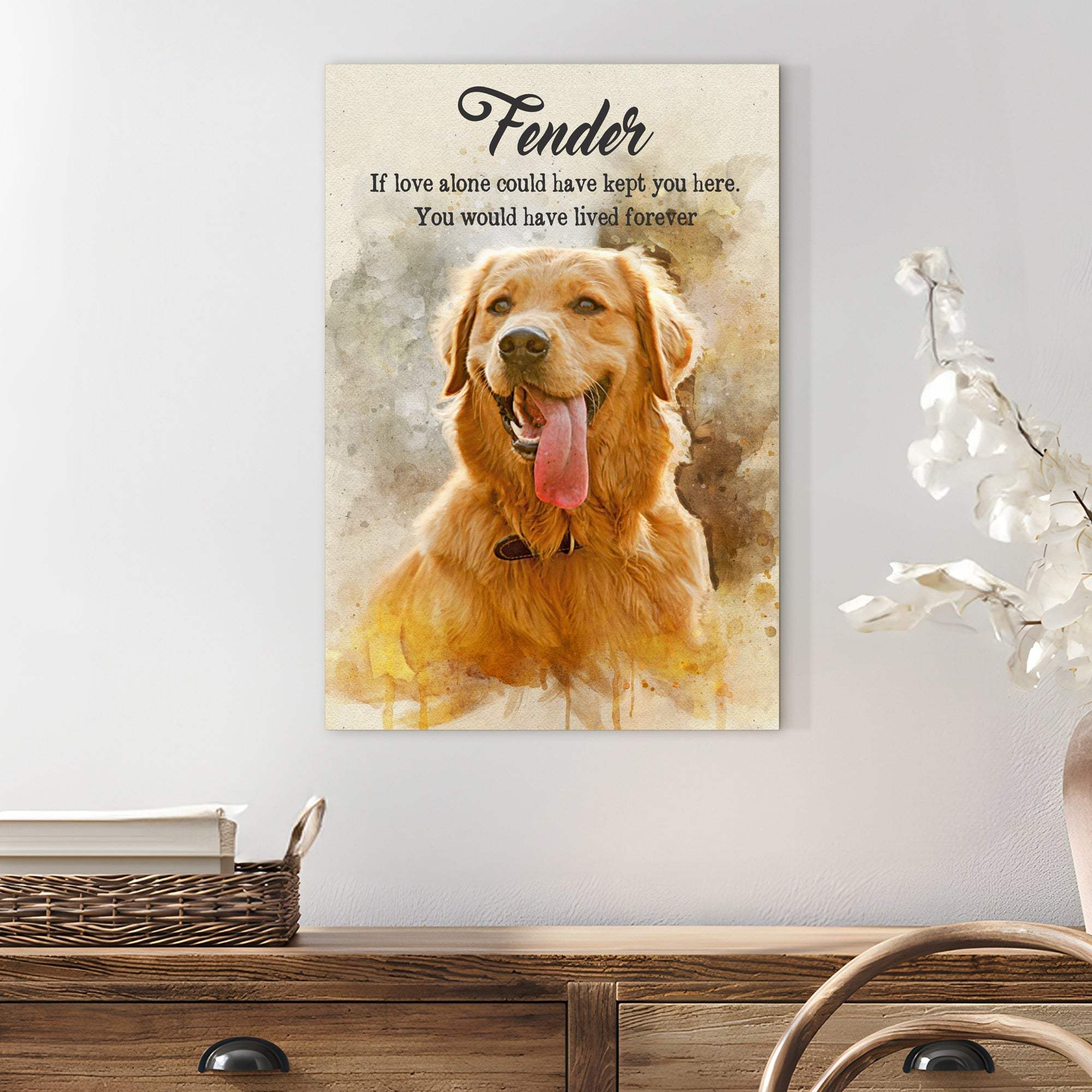 Pet Memorial Watercolor Portrait Sign - Tailored Canvases - Flyclothing LLC