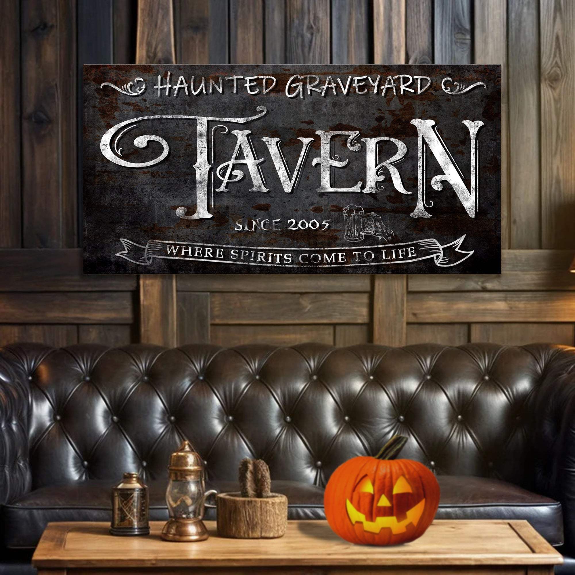 Haunted Graveyard Tavern Halloween Sign III - Tailored Canvases - Flyclothing LLC