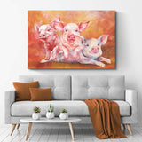 Three Baby Pigs Watercolor Canvas Wall Art - Tailored Canvases - Flyclothing LLC