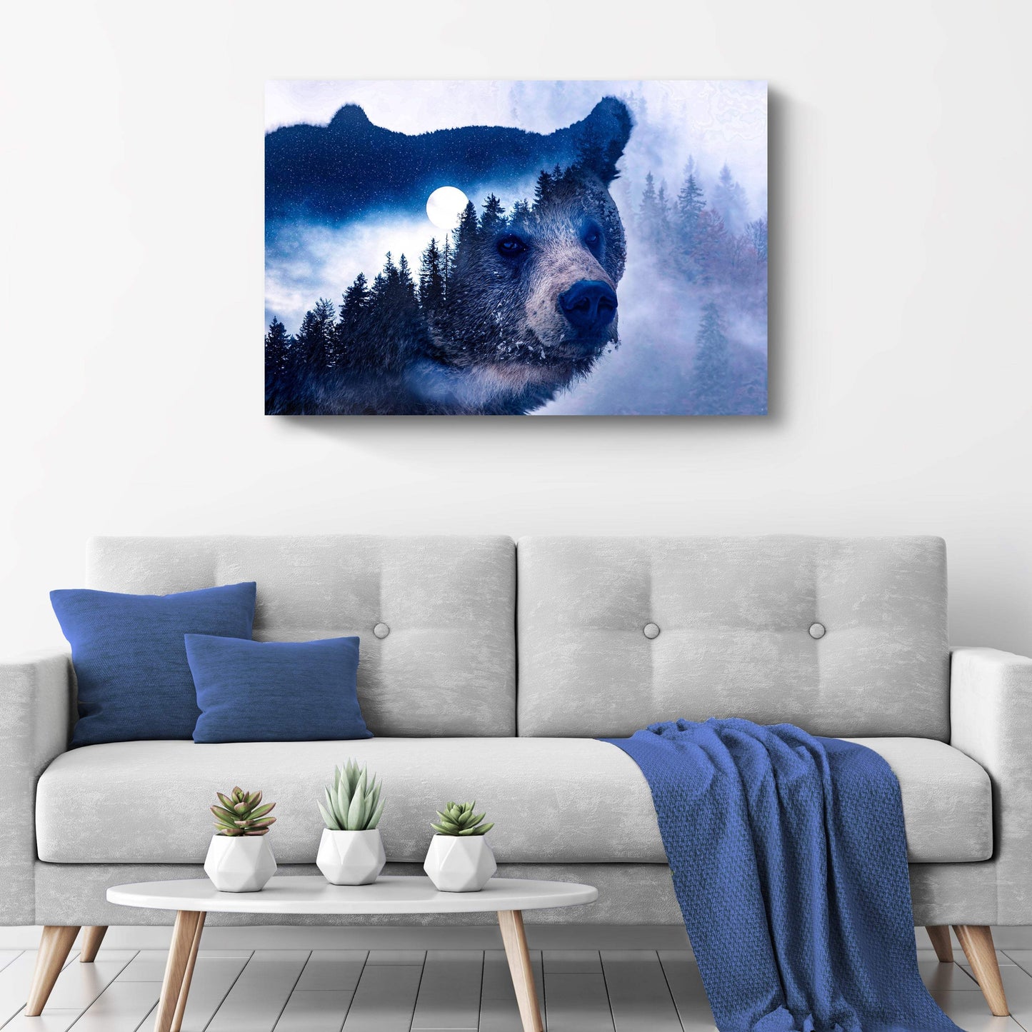 Animals Forest Bear Illustration Canvas Wall Art II - Tailored Canvases - Flyclothing LLC