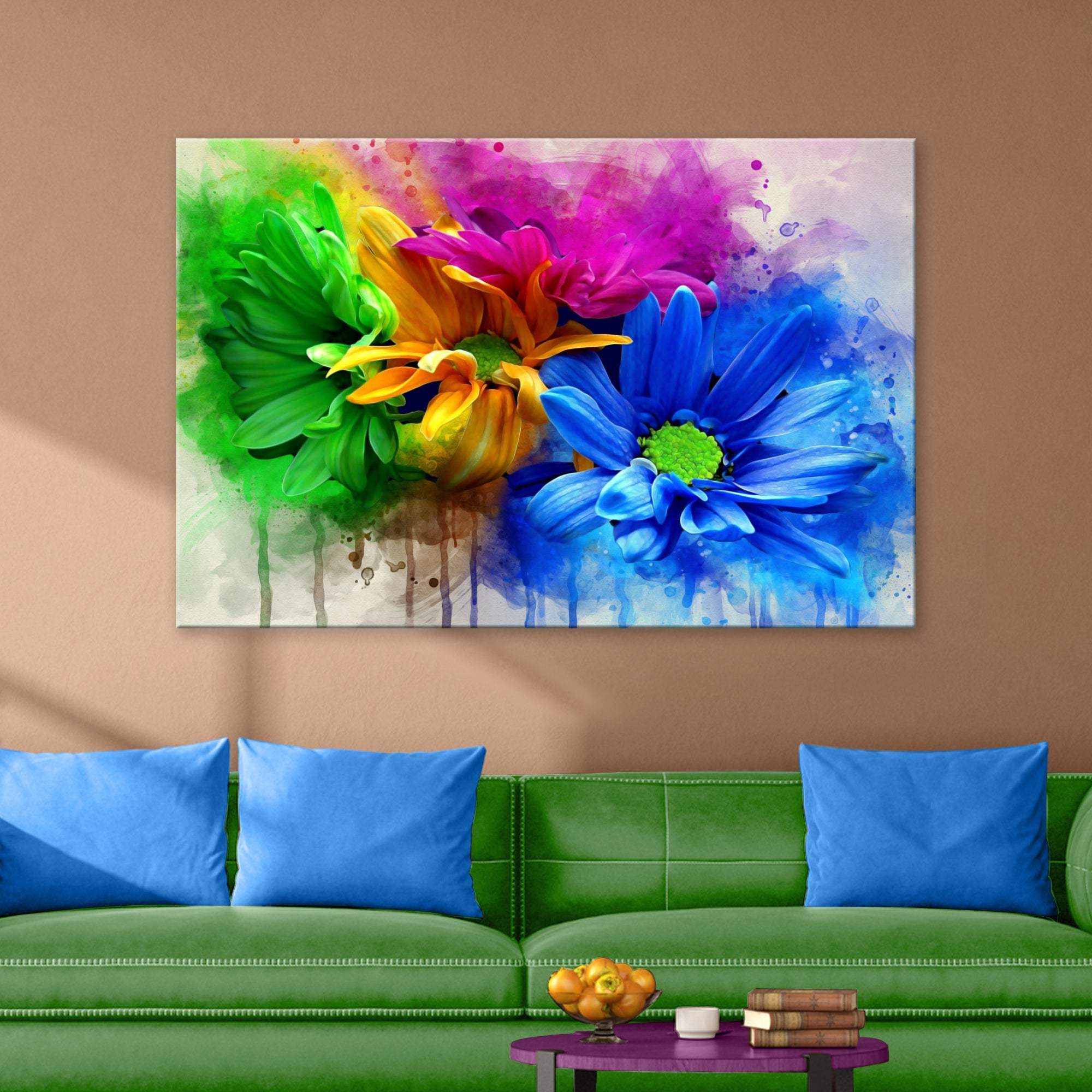 Watercolor Daisies Canvas Wall Art - Tailored Canvases - Flyclothing LLC