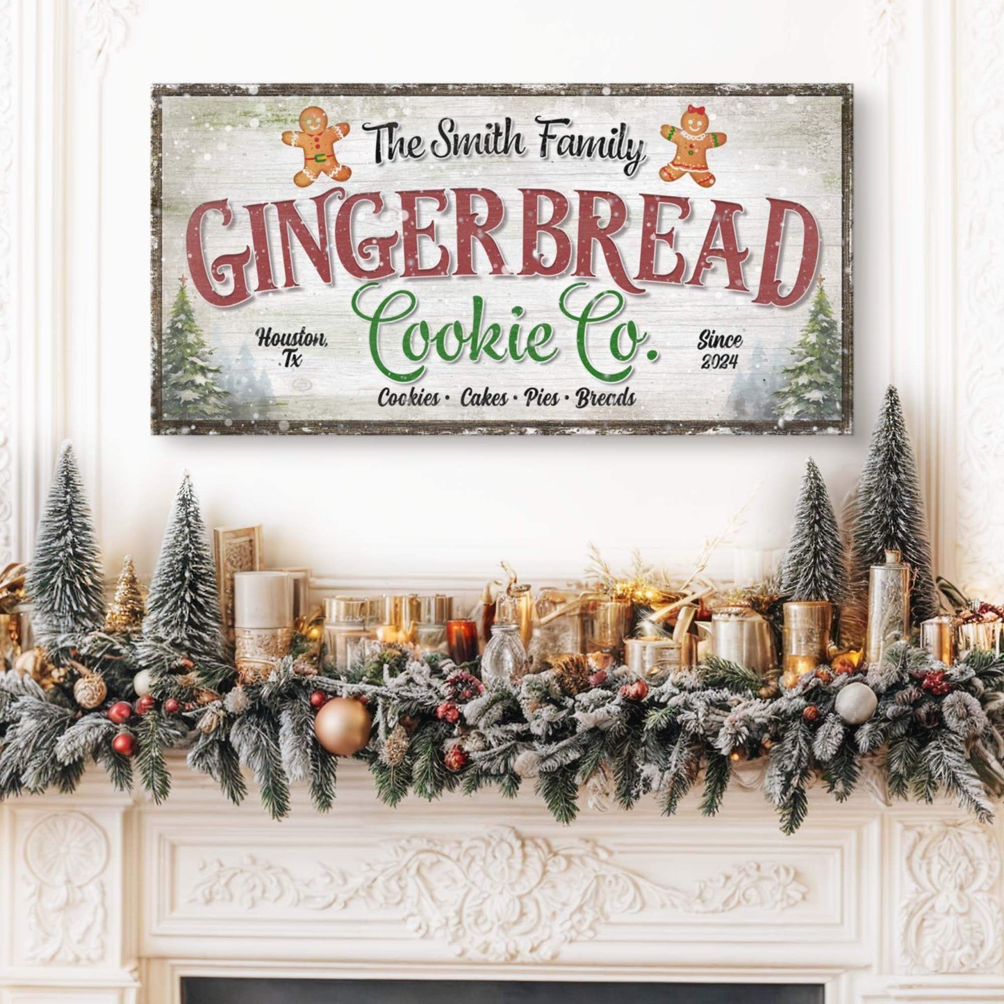 Family Gingerbread Bakery Christmas Sign III - Tailored Canvases - Flyclothing LLC