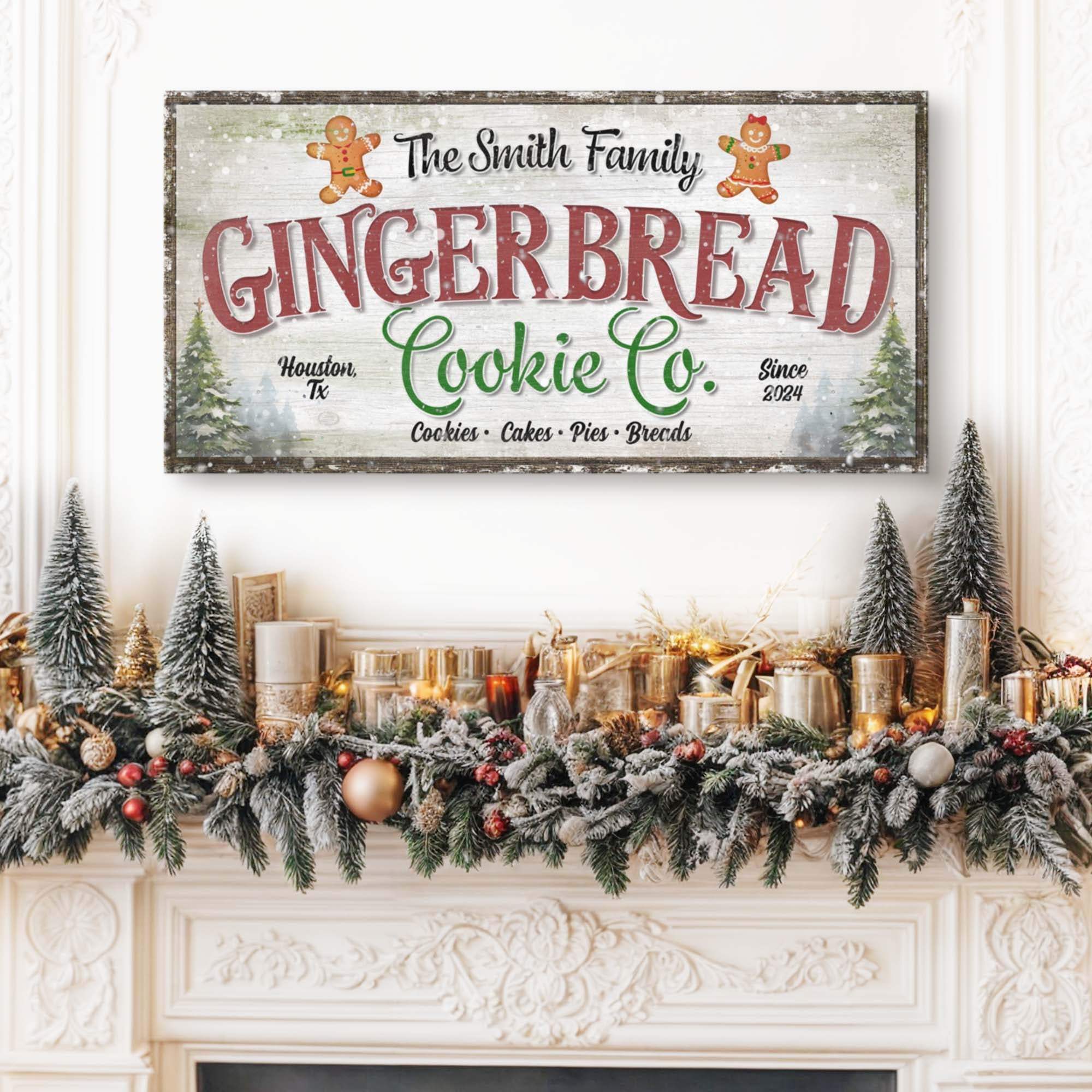 Family Gingerbread Bakery Christmas Sign III - Tailored Canvases - Flyclothing LLC