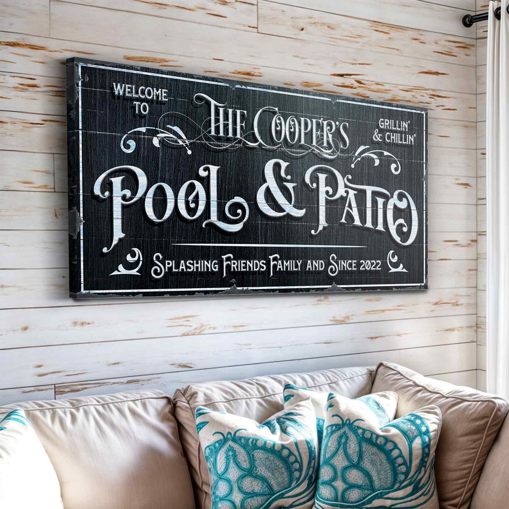 Personalized Pool Sign Black and White - Tailored Canvases - Flyclothing LLC