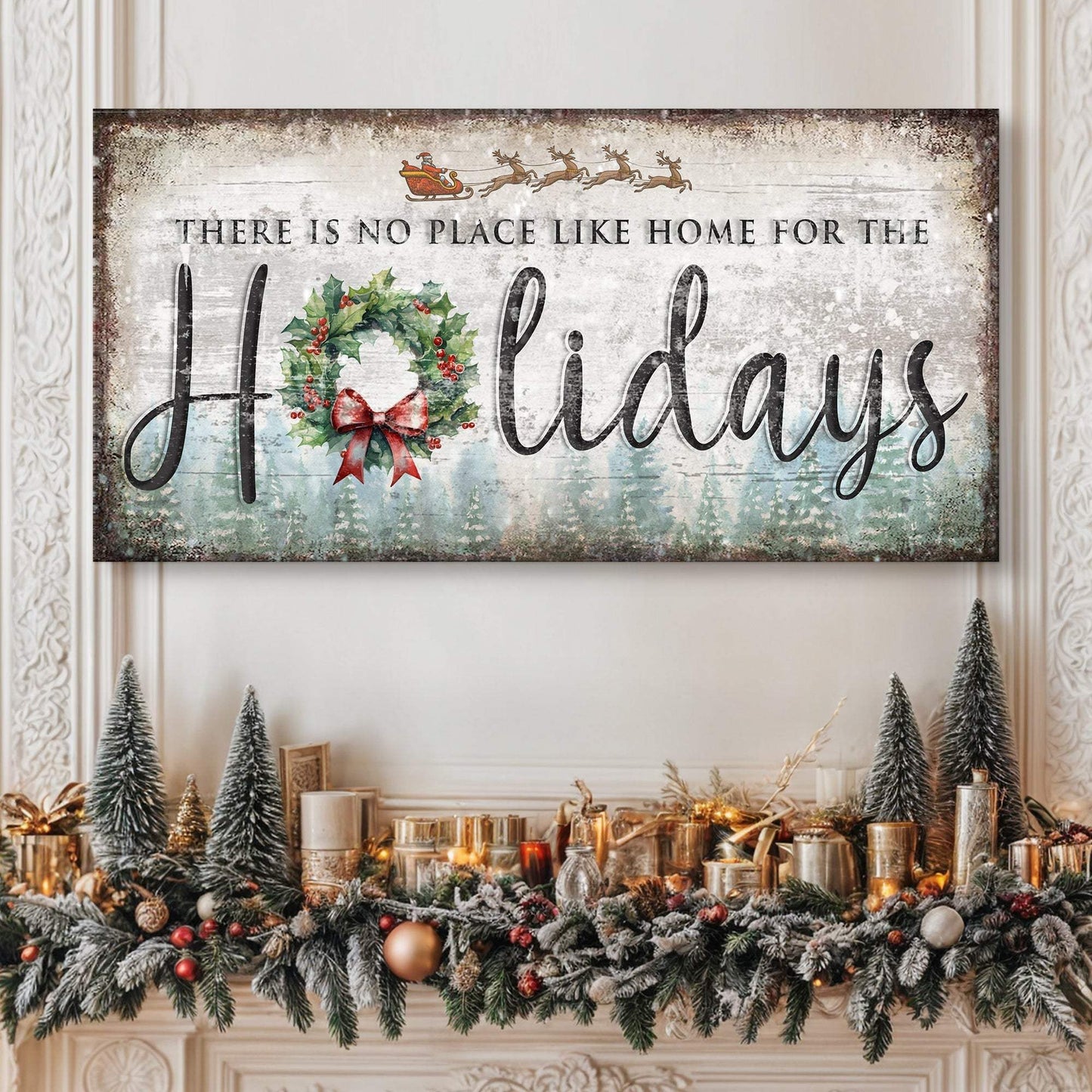 There's No Place Like Home For The Holidays Christmas Sign IV - Tailored Canvases - Flyclothing LLC