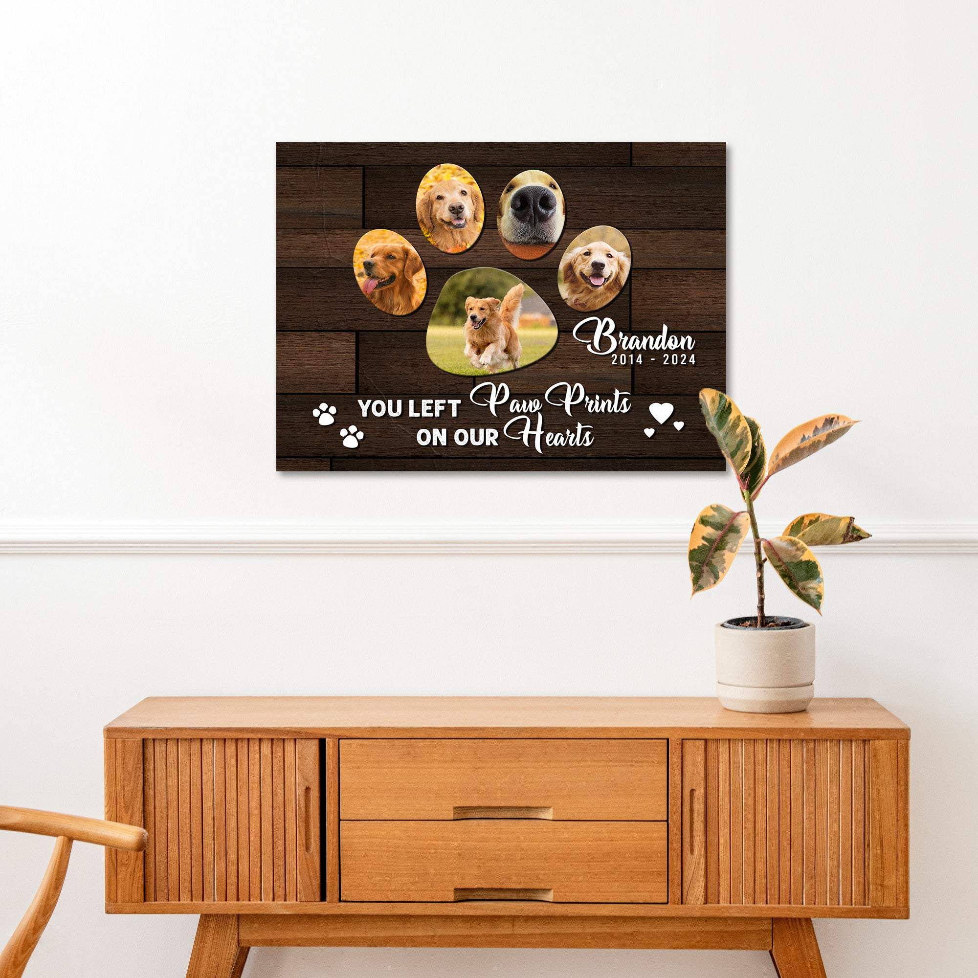Pet Memorial Sign You Left Paw Prints On Our Hearts - Tailored Canvases - Flyclothing LLC