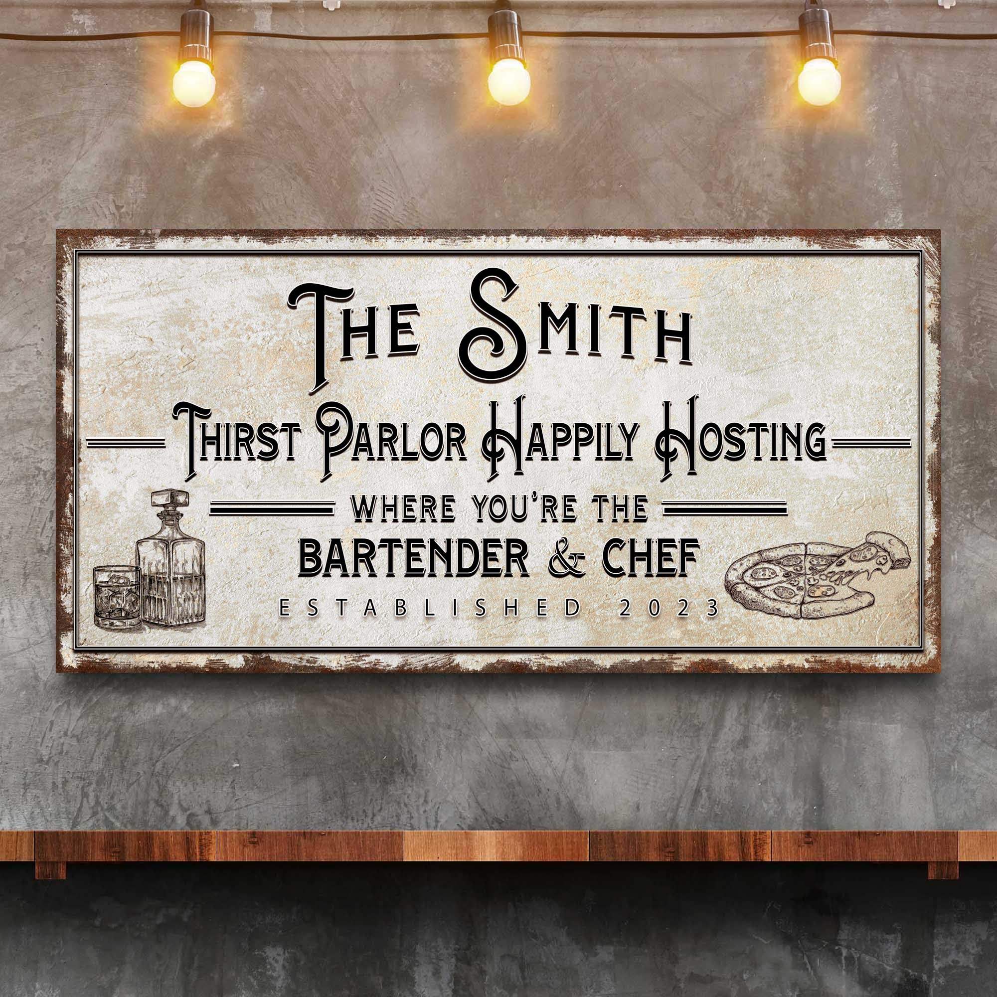 Family Thirst Parlor Happily Hosting Sign - Tailored Canvases - Flyclothing LLC