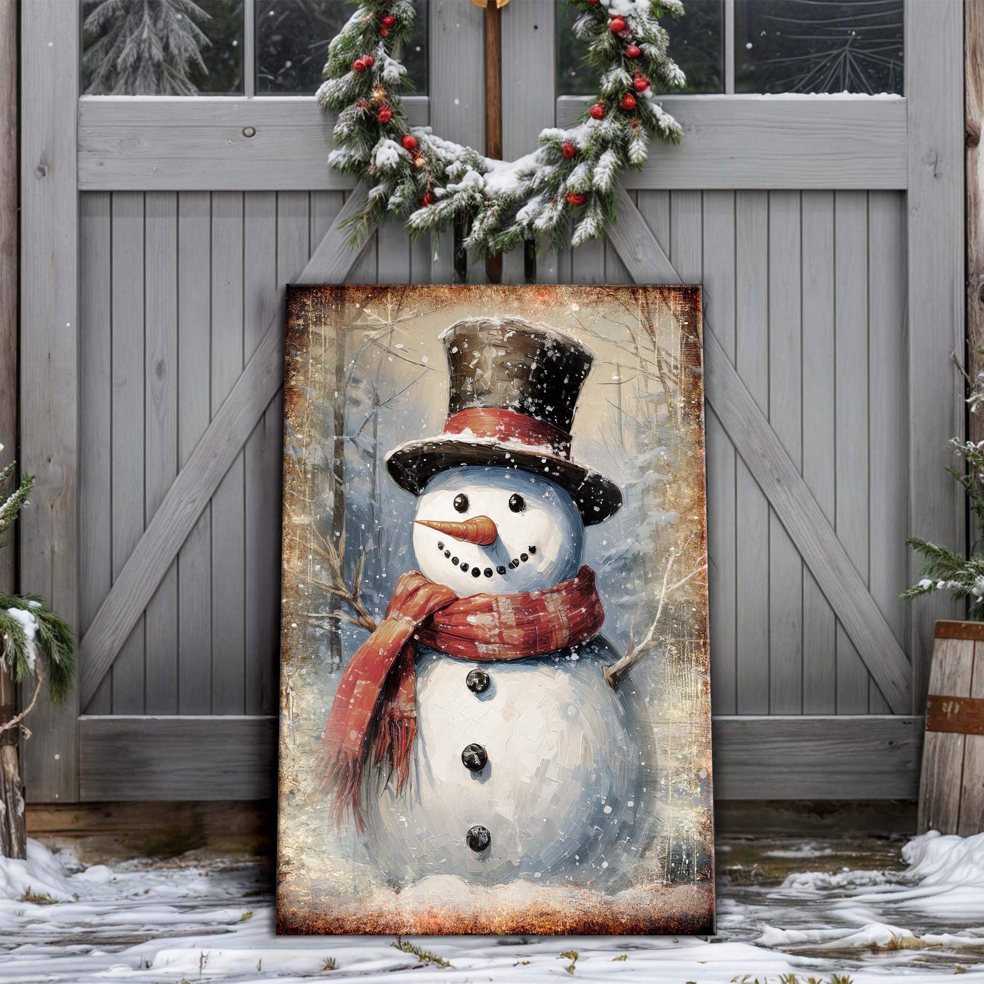 Vintage Snowman Christmas Wall Art - Tailored Canvases - Flyclothing LLC