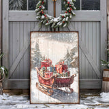 Vintage Christmas Sleigh Sled Wall Art V - Tailored Canvases - Flyclothing LLC