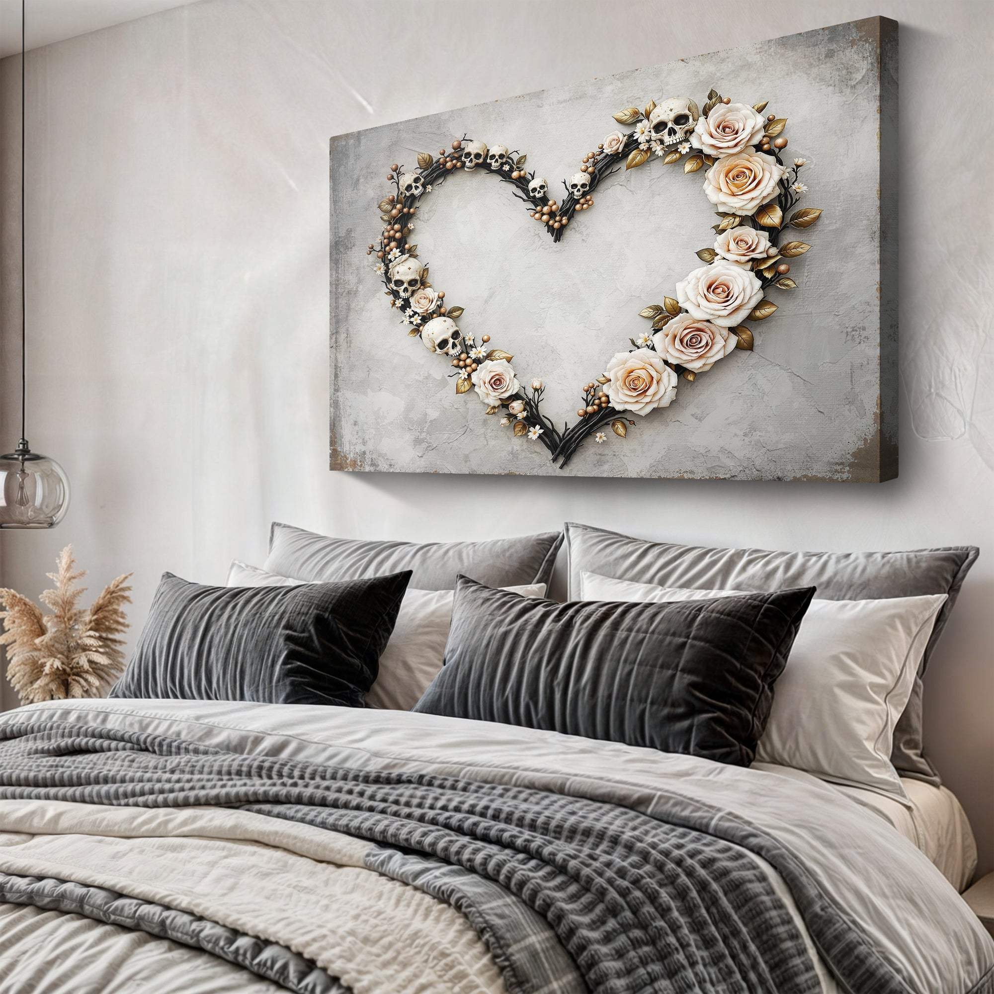 Skull and Flowers Wall Art X - Tailored Canvases - Flyclothing LLC