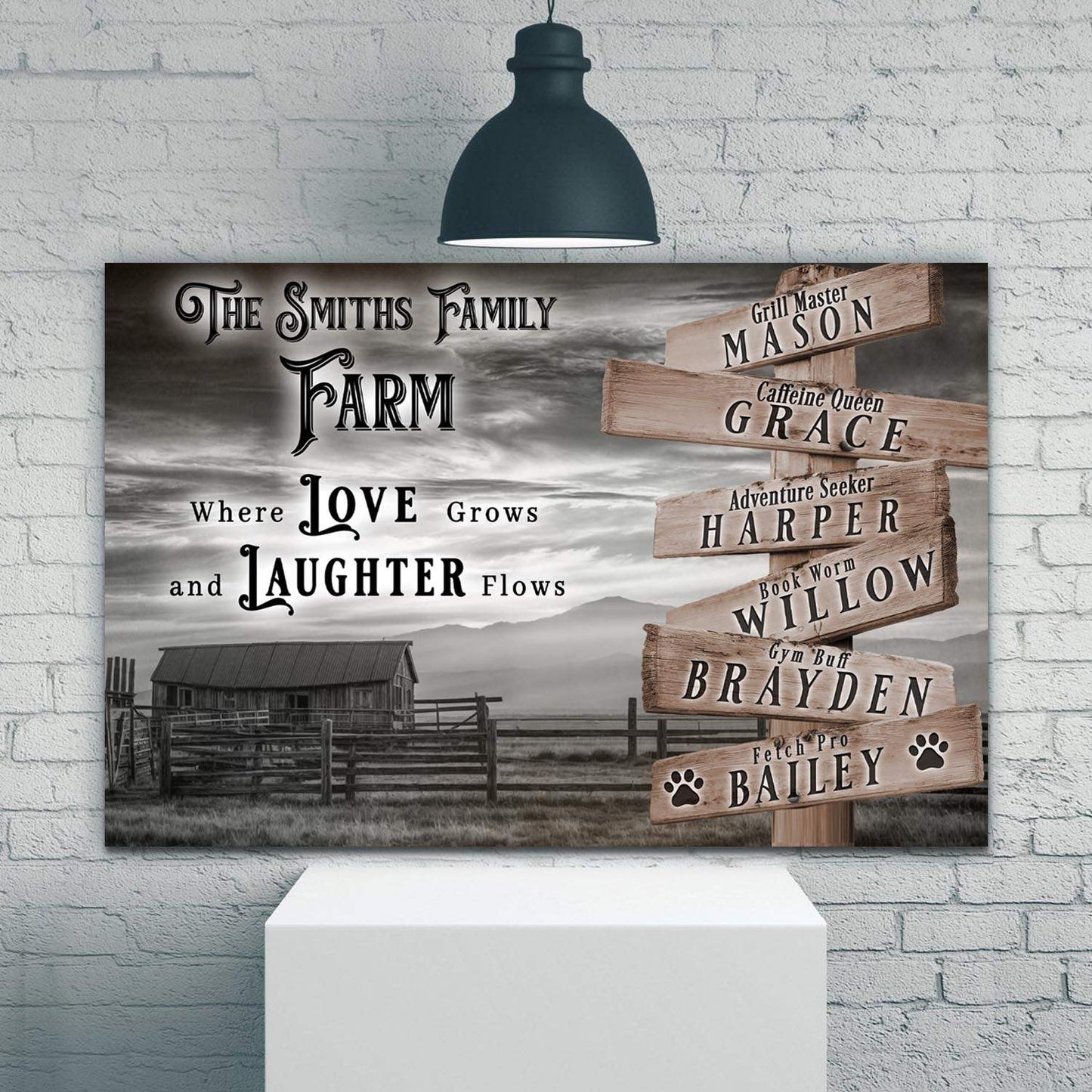 Where Love Grows And Laughter Flows Family Farm Names Sign - Tailored Canvases - Flyclothing LLC