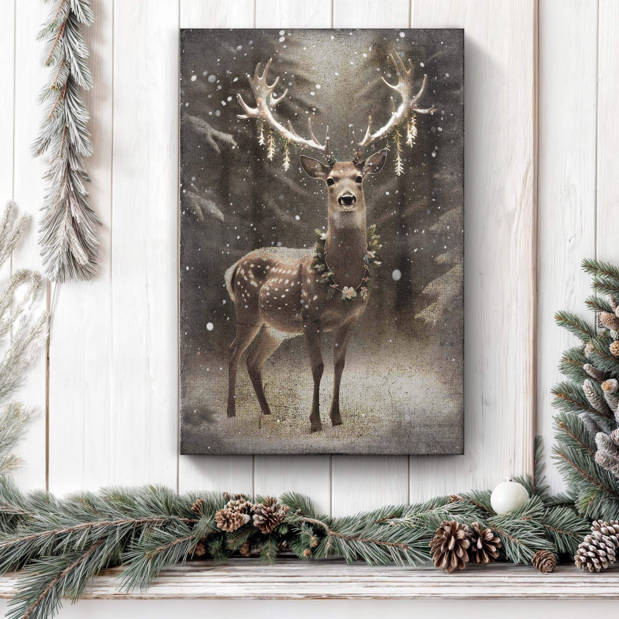 Vintage Winter Deer Christmas Wall Art - Tailored Canvases - Flyclothing LLC