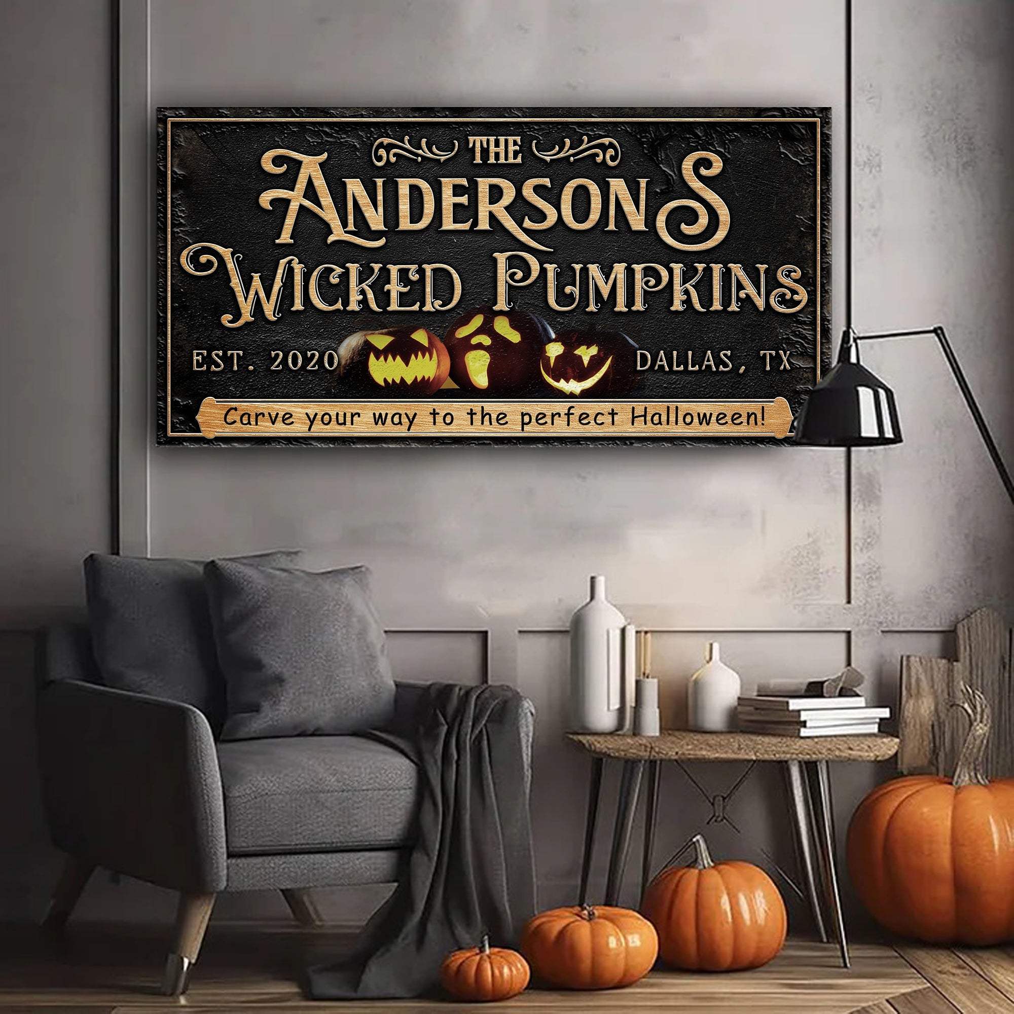 Personalized Wicked Pumpkins Halloween Sign - Tailored Canvases - Flyclothing LLC