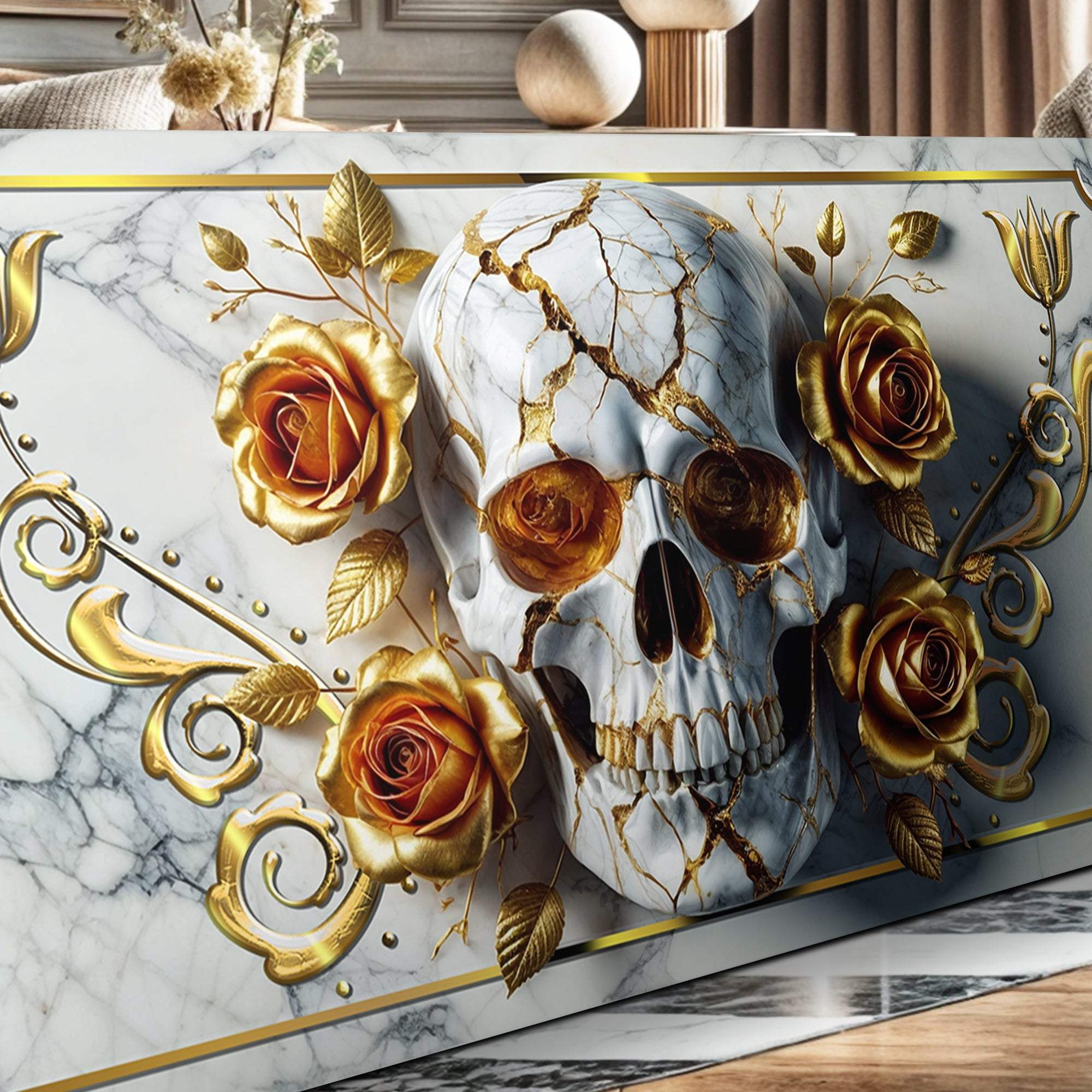 3D Rose and Skull Wall Art II - Tailored Canvases - Flyclothing LLC