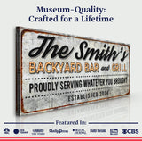Backyard Bar & Grill Sign XX - Tailored Canvases - Flyclothing LLC