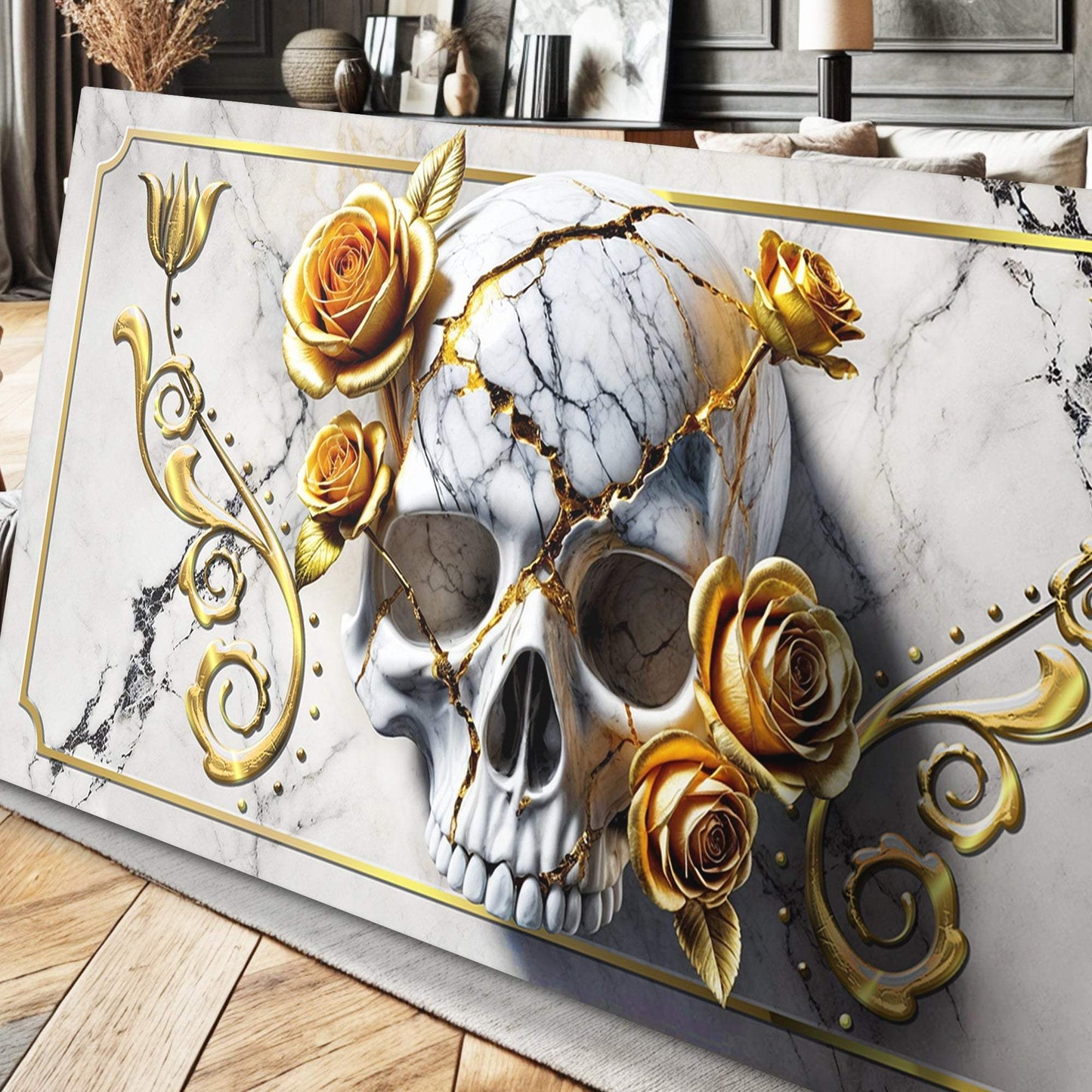 3D Rose and Skull Wall Art - Tailored Canvases - Flyclothing LLC