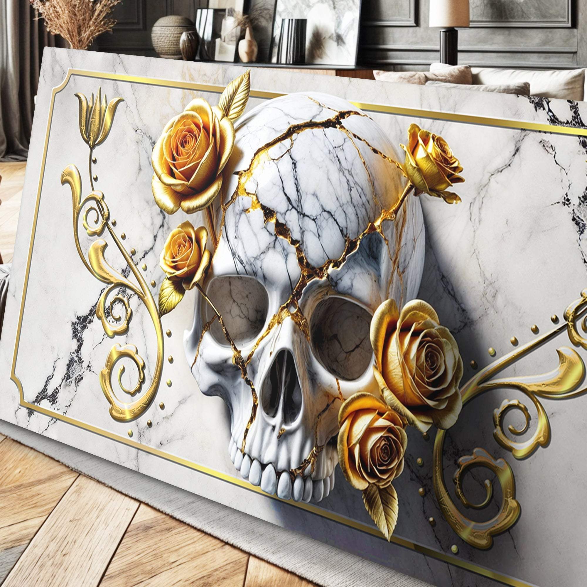 3D Rose and Skull Wall Art - Tailored Canvases - Flyclothing LLC
