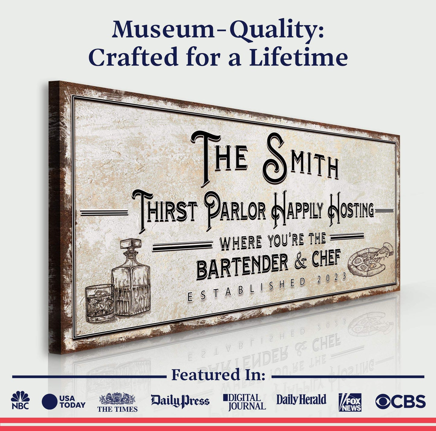 Family Thirst Parlor Happily Hosting Sign - Tailored Canvases - Flyclothing LLC