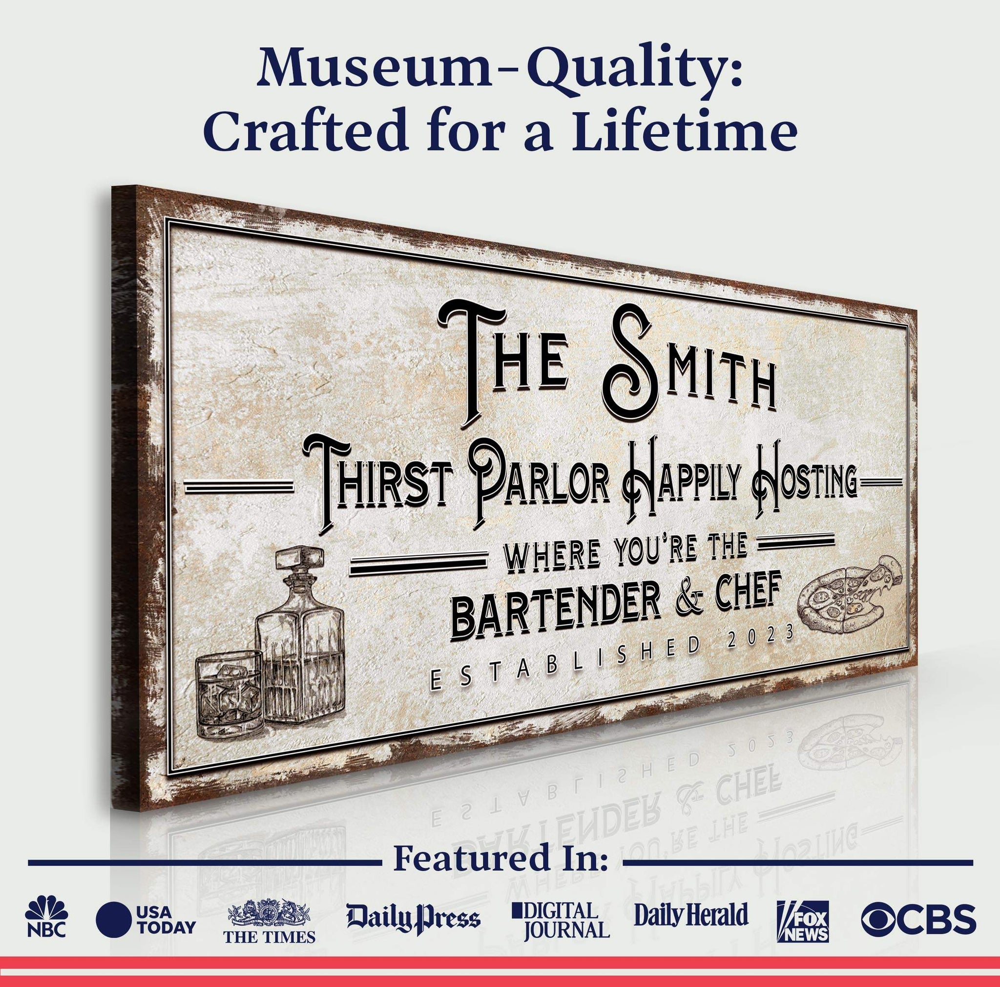 Family Thirst Parlor Happily Hosting Sign - Tailored Canvases - Flyclothing LLC