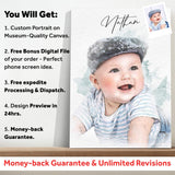 Newborn Baby Watercolor Portrait Custom Wall Art - Tailored Canvases - Flyclothing LLC
