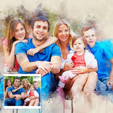Family Watercolor Portrait Custom Wall Art - Tailored Canvases - Flyclothing LLC