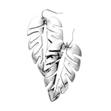 Mabel Tropical Leaf Metal Earrings Leaf Dangle Fishhook Earrings - Madeline Love - Flyclothing LLC