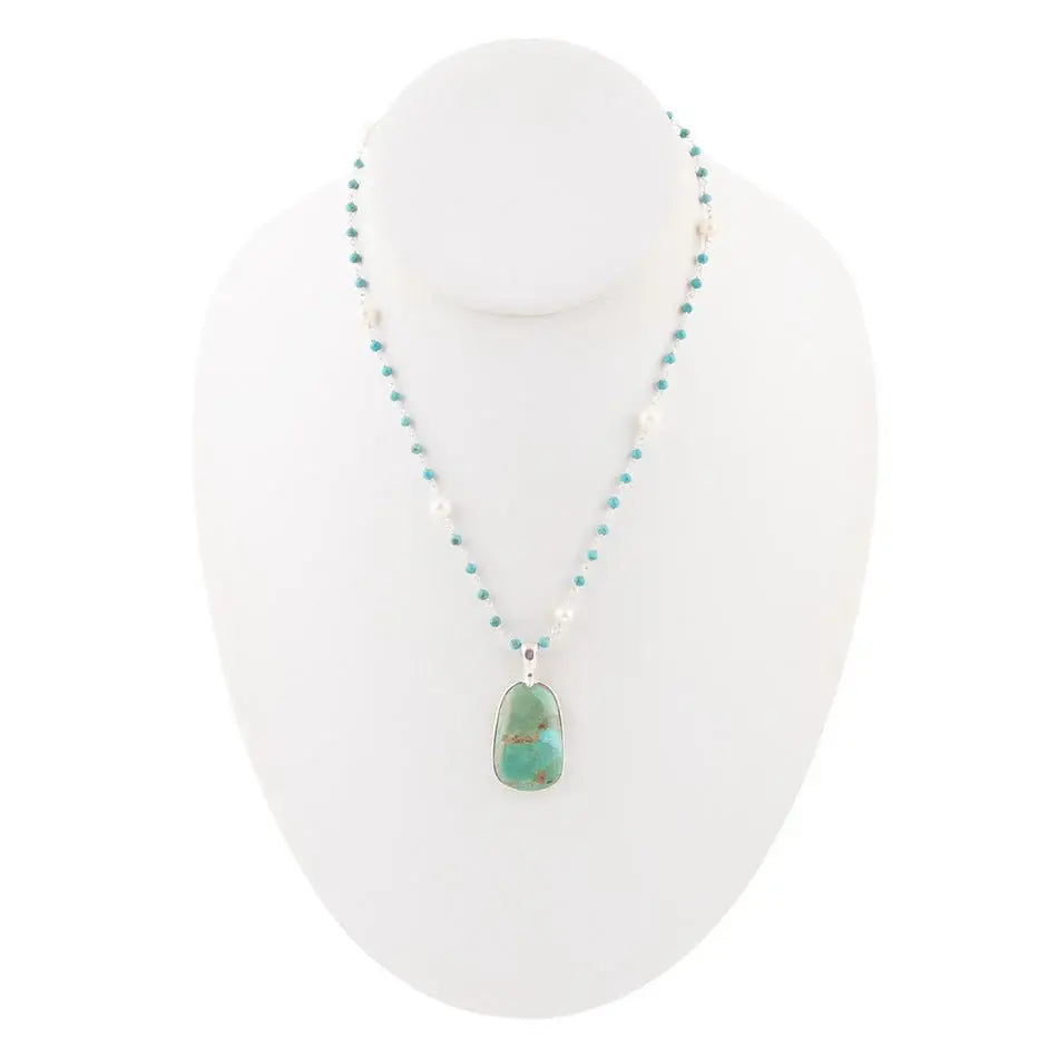 Madeleine Blue Turquoise and Sterling Silver Drop Pendant Necklace - Barse Jewelry - Flyclothing LLC