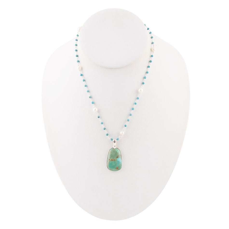 Madeleine Blue Turquoise and Sterling Silver Drop Pendant Necklace - Barse Jewelry - Flyclothing LLC