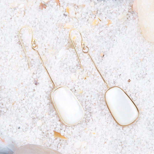 Madeleine White Mother of Pearl and Bronze Earrings - Barse Jewelry - Flyclothing LLC