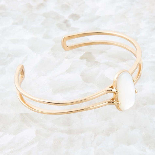 Madeline White Mother of Pearl and Golden Cuff Bracelet - Barse Jewelry - Flyclothing LLC