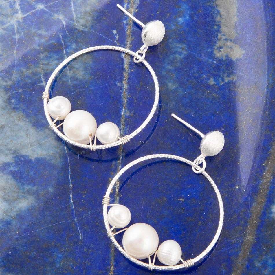 Madie Abstract Pearl and Sterling Silver Earrings - Barse Jewelry - Flyclothing LLC