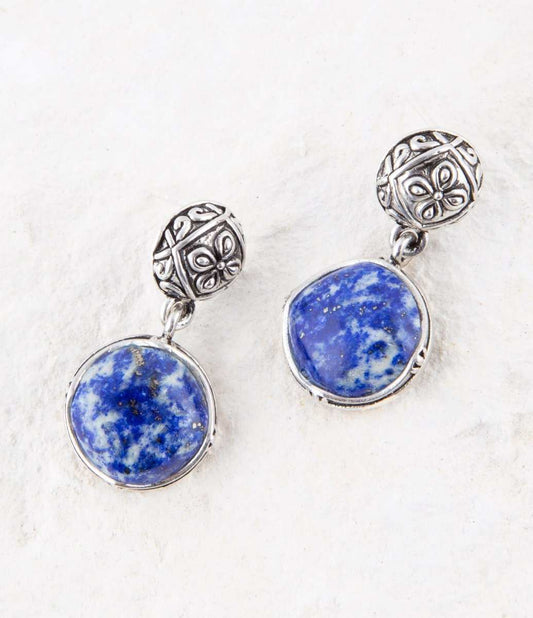 Madrid Blue Lapis Sterling Silver Post Drop Earrings - Barse Jewelry - Flyclothing LLC