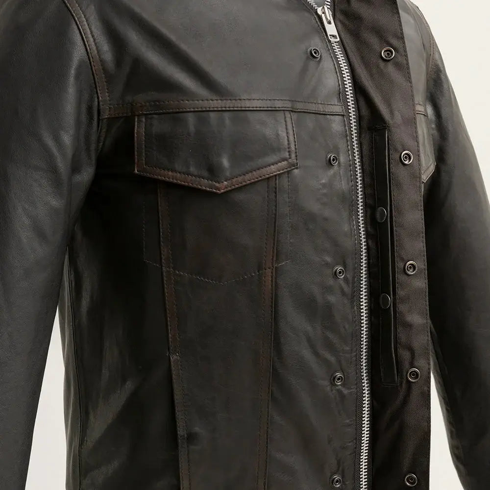 Maduro - Men's Motorcycle Leather Shirt - First Manufacturing Company - Flyclothing LLC