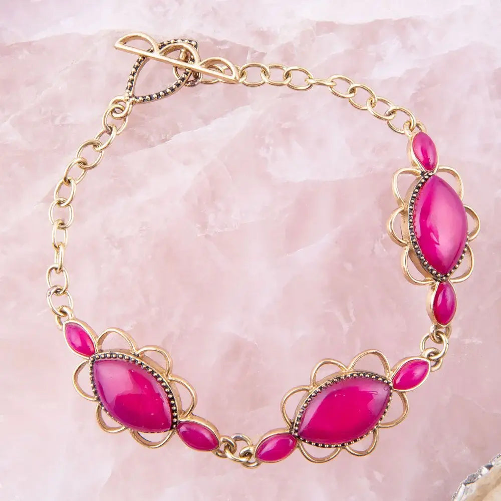 Magenta Agate Link Bracelet - Barse Jewelry - Flyclothing LLC