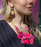 Pink Magenta Dreams Jasper and Goldtone Statement Necklace - Barse Jewelry