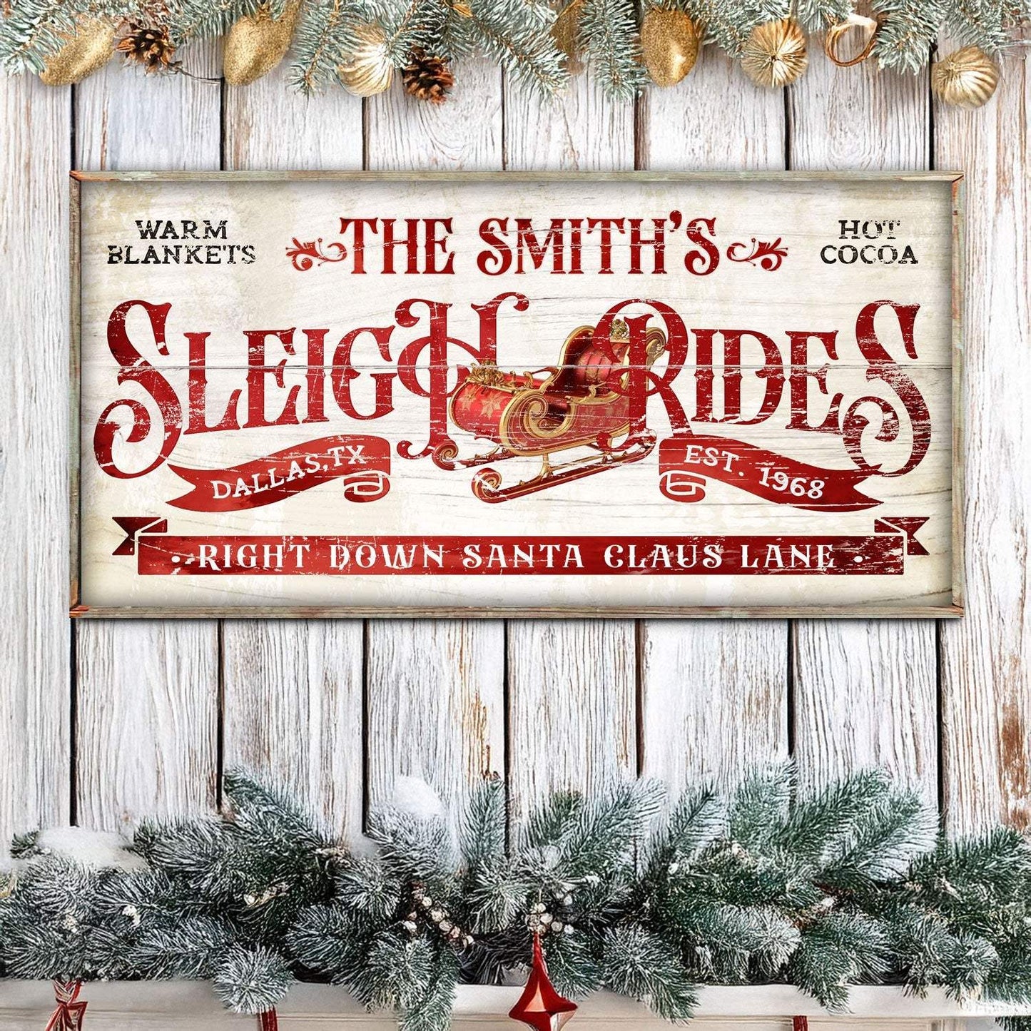 Sleigh Rides Christmas Sign III - Tailored Canvases - Flyclothing LLC