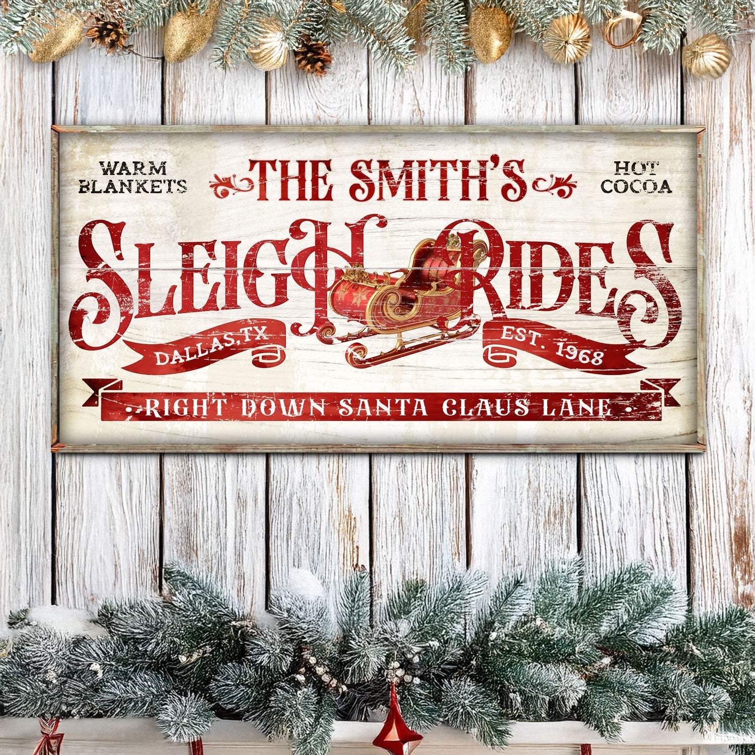 Sleigh Rides Christmas Sign III - Tailored Canvases - Flyclothing LLC