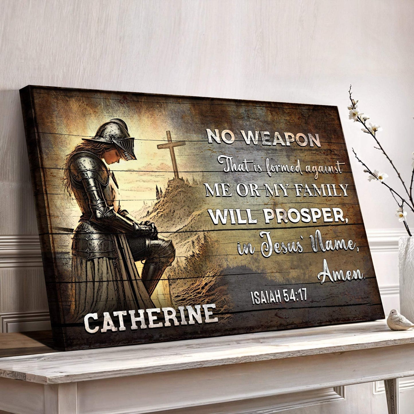 No Weapon That Is Formed Against You Will Prosper Isaiah 54:17 Faith Sign III - Tailored Canvases - Flyclothing LLC