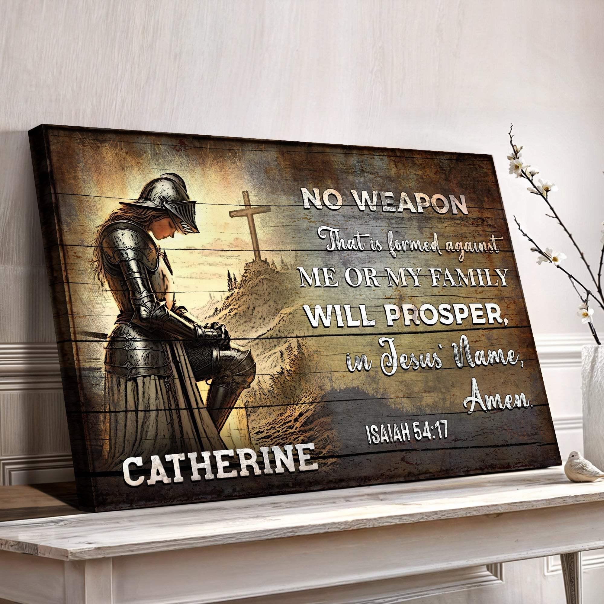 No Weapon That Is Formed Against You Will Prosper Isaiah 54:17 Faith Sign III - Tailored Canvases - Flyclothing LLC