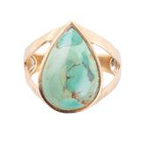 Maisy Blue Turquoise Golden Teardrop Ring - Barse Jewelry