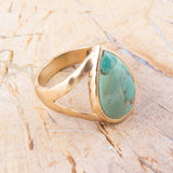 Maisy Blue Turquoise Golden Teardrop Ring - Barse Jewelry - Flyclothing LLC