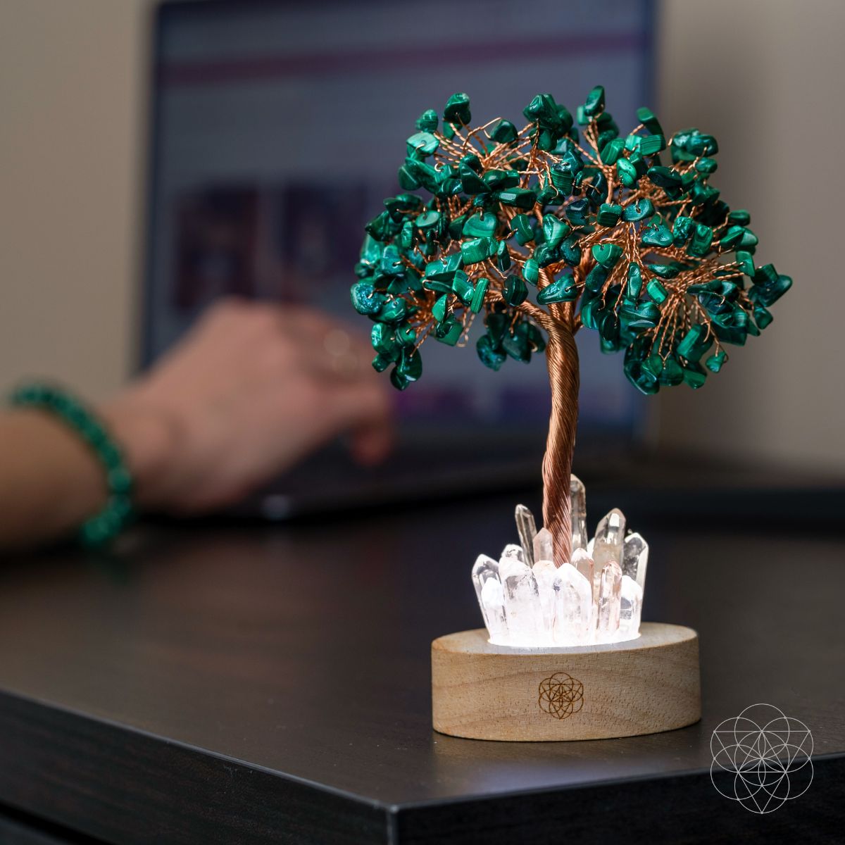 Unwind - Malachite Tree Lamp - Conscious Items - Flyclothing LLC