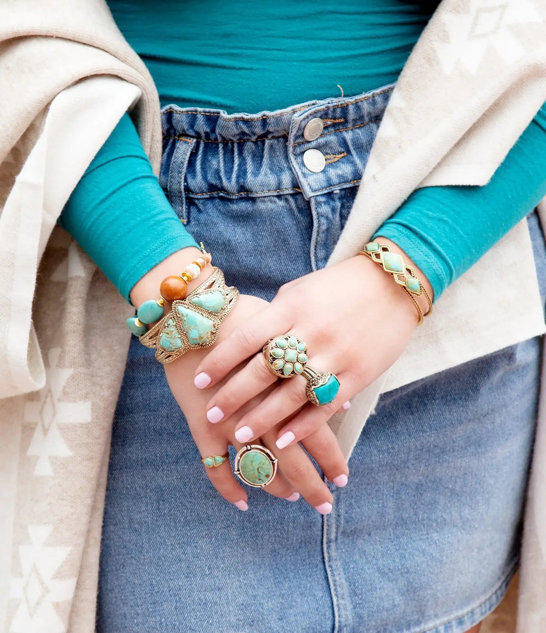 Maltese Blue Turquoise Golden Cuff Bracelet - Barse Jewelry - Flyclothing LLC