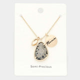Mama Metal Disc Irregular Teardrop Semi Precious Pendant Necklace - Madeline Love - Flyclothing LLC