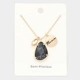 Mama Metal Disc Irregular Teardrop Semi Precious Pendant Necklace - Madeline Love - Flyclothing LLC