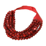 Marbled Faceted Acrylic Ball Beaded Multi Strand Layered Faux Leather Magnetic Necklace - Madeline Love - Flyclothing LLC